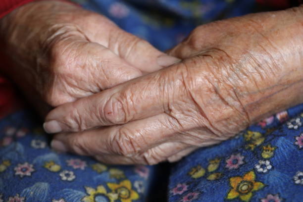 Old women hands. Human hands with wrinkles
