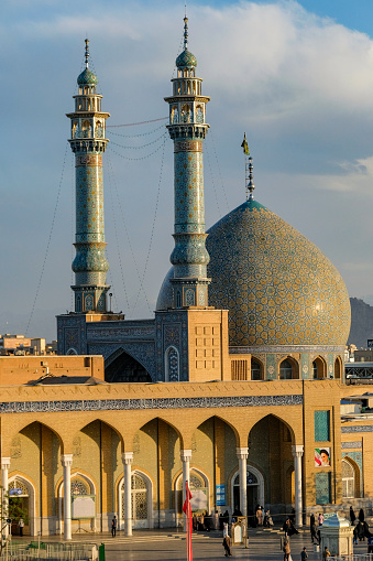 Qom, Iran - April 7, 2024: The Fatima Masumeh Shrine in Qom, Iran. Fatima Masumeh was the sister of Imam Reza, one of the twelve imams in Islam.