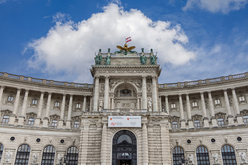 Vienna, Austria - April 26, 2024: Baroque Hofburg palace, Neue Burg. It is former principal imperial palace of the Habsburg dynasty