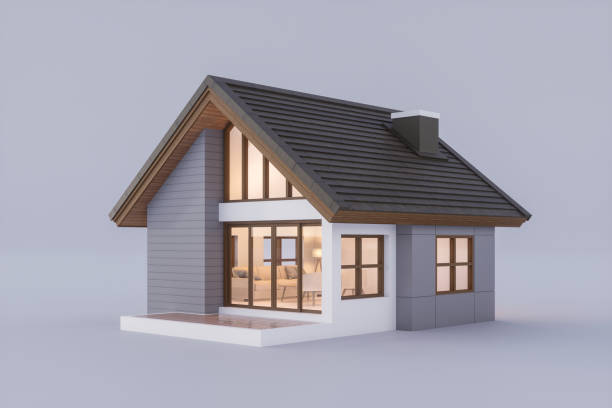 istock Modern contemporary small house isolated on gray background with clipping path 3d render 2151602545