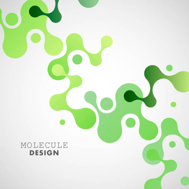 abstrakte grüne moleküle auf weißem hintergrund. vektor-logo-design-elemente - molekül stock-grafiken, -clipart, -cartoons und -symbole
