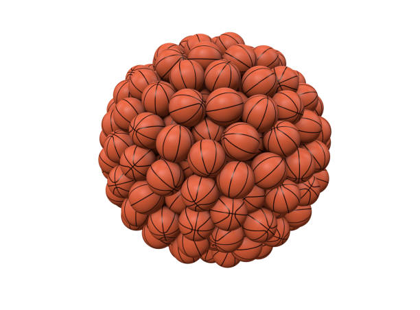 istock Basketball balls in shape of sphere 2151605001