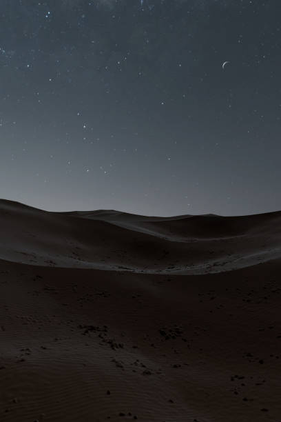 istock View to peaceful sand dunes at night. 3D Rendering 2151605138