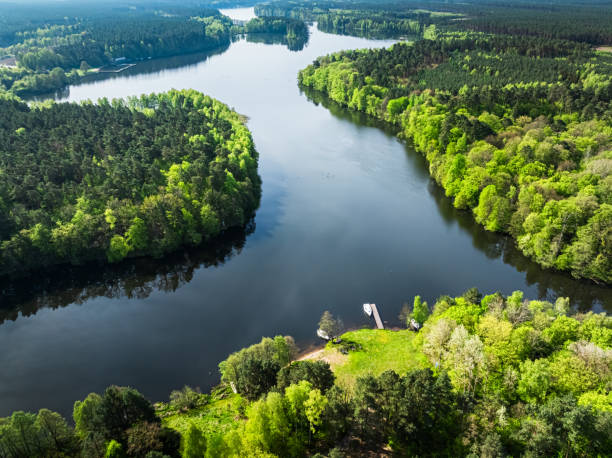 istock Nature in Poland. Curvy river and forests at spring. 2151613237