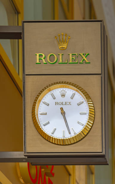 Thessaloniki, Greece - October 22, 2023: Luxury Jewelry Rolex Watch and Omega Store Gofas at Aristotelous Square.