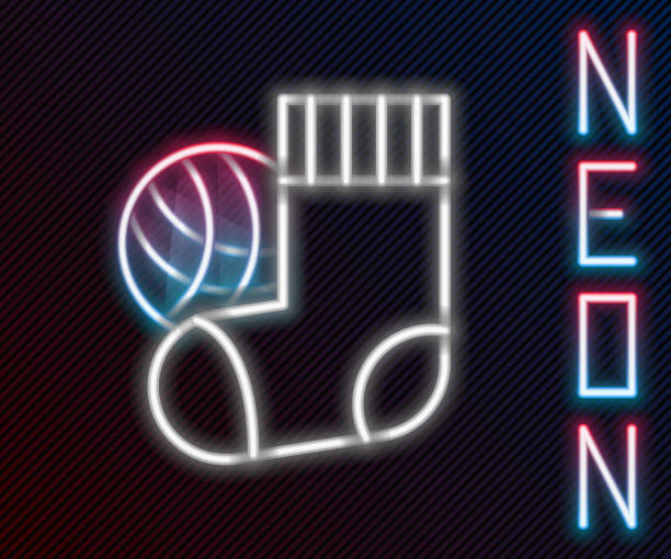 istock Glowing neon line Socks icon isolated on black background. Colorful outline concept. Vector 2151619192