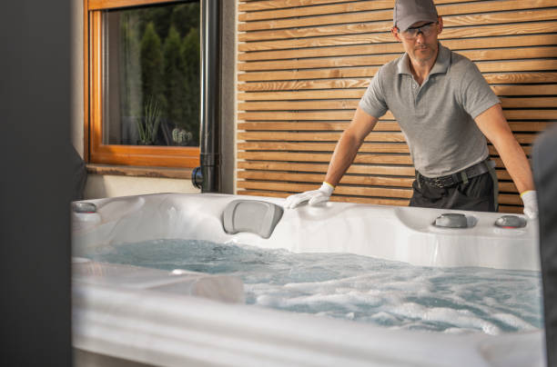 istock Hot Tub Technician Worker Servicing Outdoor SPA 2151619588