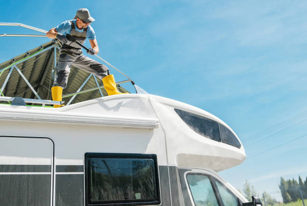 istock RV Owner Washing His Camper Van Roof 2151620823