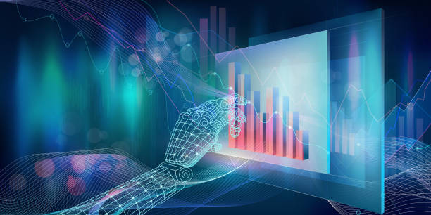 istock Abstract infographics on the theme of AI and financial technology on a beautiful background 2151620853