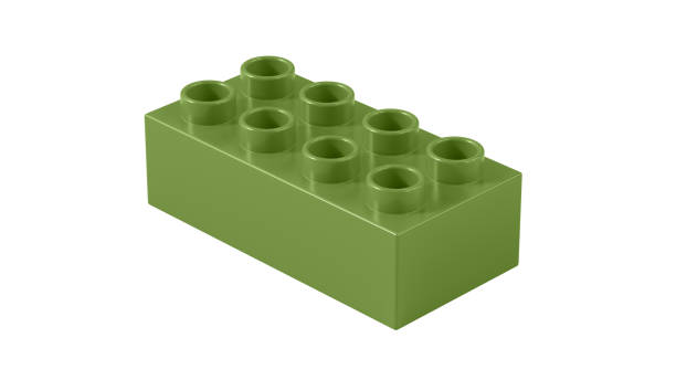 istock Olive Green Plastic Toy Block Isolated on a White Background. 2151625437