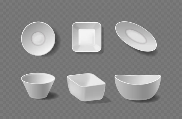 istock Collection Of Various White Plates And Bowls, Each With A Unique Shape And Design Isolated On Transparent Background 2151625671