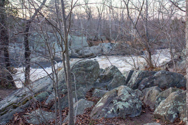 Wide shots of the canal along the C&O Trail in Great Falls Maryland