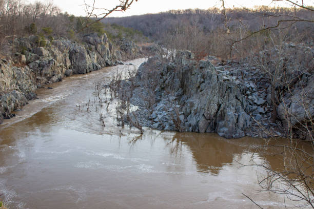 Wide shots of the canal along the C&O Trail in Great Falls Maryland