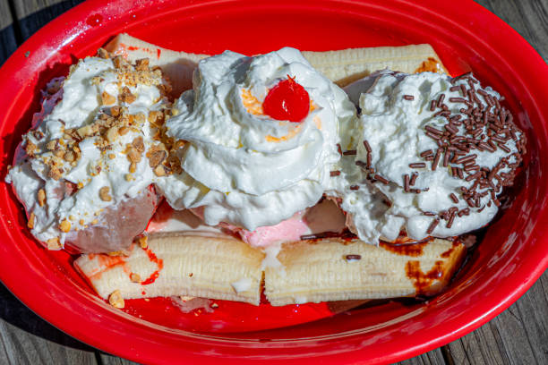 close-up banana split