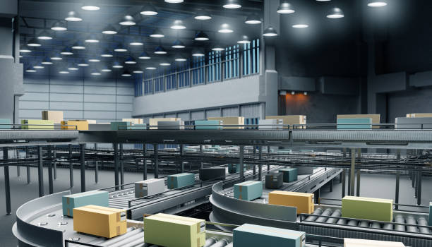 istock A conveyor line along which boxes and parcels move. The logistics center where the packing of parcels takes place. Automation during delivery. 3d image 2151630118