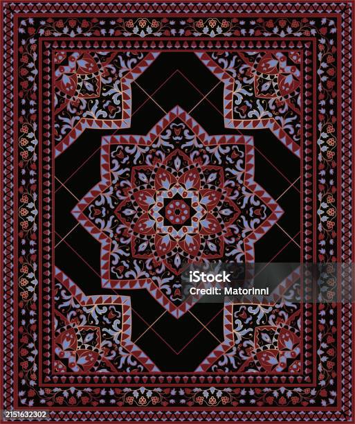 Arabic Rug Design Digital Traditional Vector Carpet Design Stock Illustration - Download Image ...
