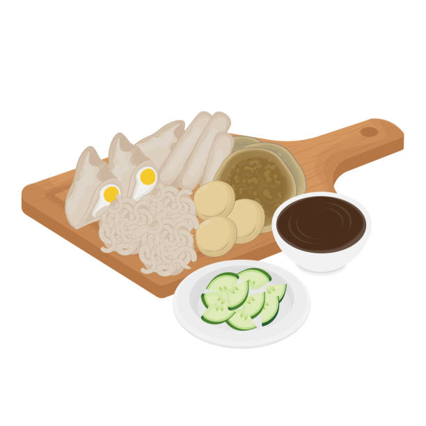 traditional food pempek palembang - pempek ilustrasi stok