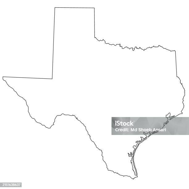 High Detailed Illustration Map Outline Texas State Map Stock ...
