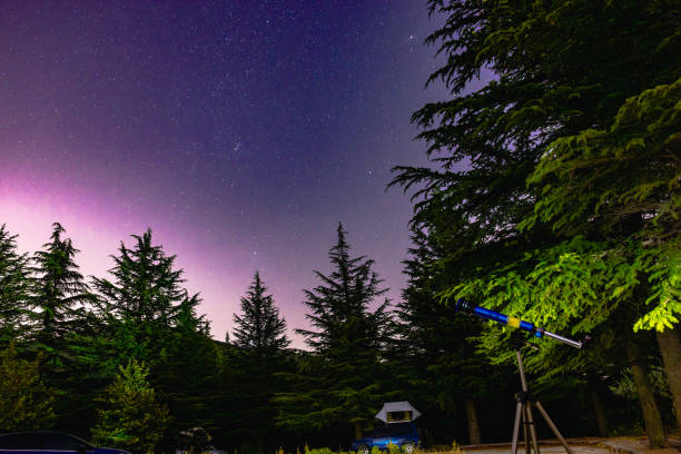 Camping in a Tent Under the Stars and Milky Way Galaxy