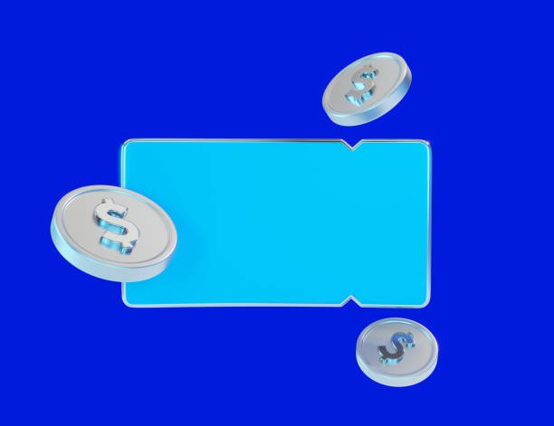 istock Dollar coins and coupon ticket with clipping path on blue background 2151645747