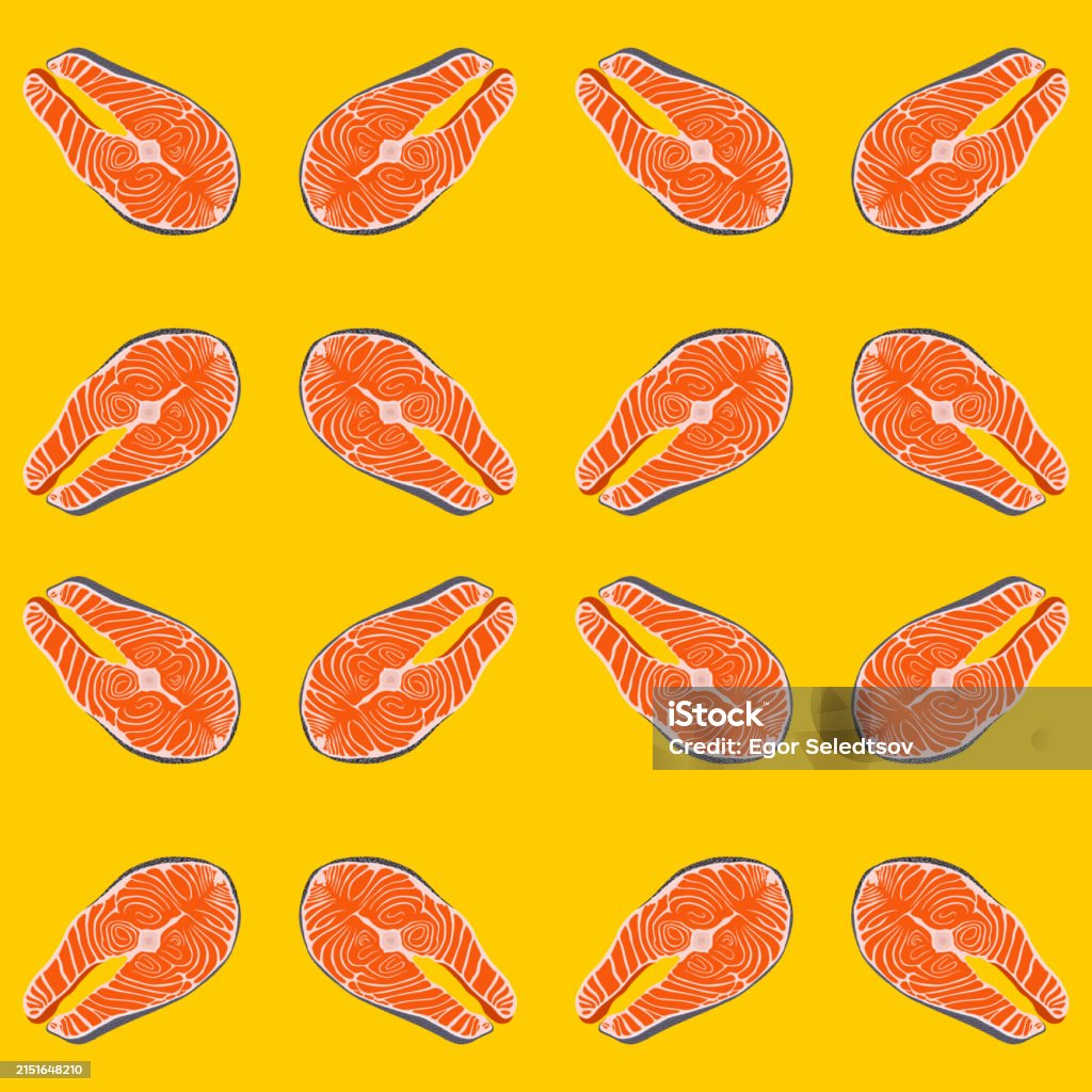 Fish Stylisation Fish Steak Fish Steak Stylization A Piece Of Red Fish Vector Graphics ...