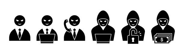 ilustrații de stoc cu pictograme hacker - personaj negativ