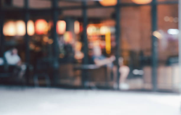 Blurred background of coffee shop with bokeh lights