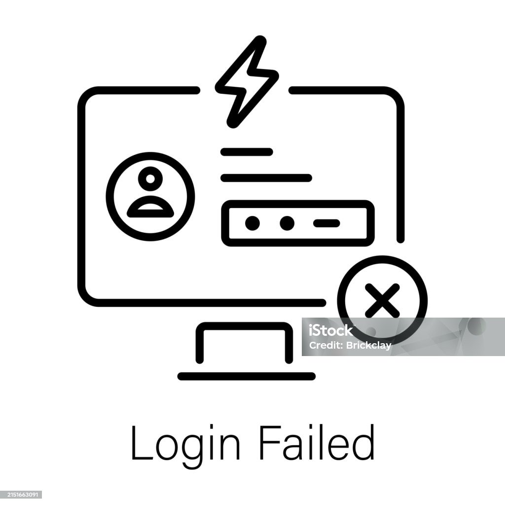 Fail Authentication Icon Login Failed Stock Illustration - Download Image Now - Computer ...