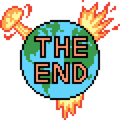 pixel art of end of earth isolated background