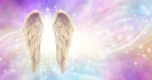 istock Pale golden sparkling angel wings message background 2151670622