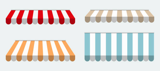 istock Vector set of awning striped canopy for making store front, decorate poster or template. 2151674696