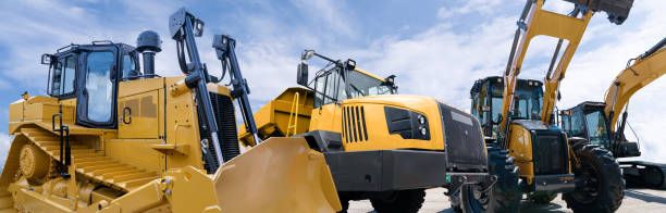 istock Fleet of yellow construction machines. 2151679123