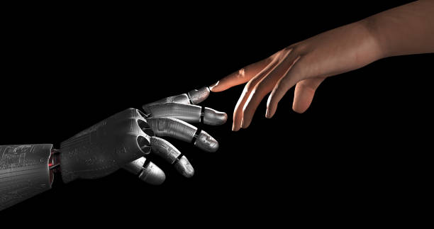 istock AI Technology Robot And Human Hands Connecting. Luma Channel. 2151680530
