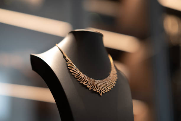 istock The necklace around the model's neck 2151680814