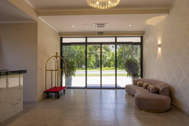 istock Hotel entrance interior in the sunny day 2151682926