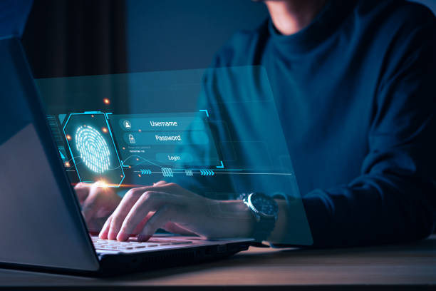istock Cyber security concept Fingerprint scanning prevents access, security and identity of big data businesses. Future technology security and cybernetics in internet, banking and cloud computing. 2151683030