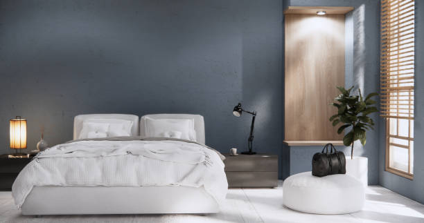 istock Bedroom minimal Modern grey  wall and granite tiles floor. 2151686080