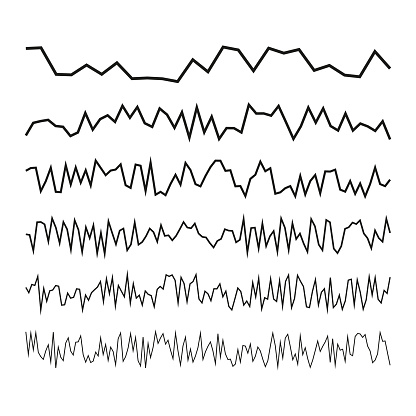 Set of seismic waves. Vector earthquake graph. Geology seismic activity illustration. Black line design. EPS 10.
