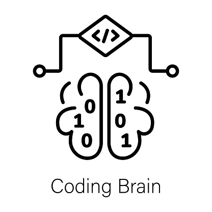 Coding Brain Stock Illustration - Download Image Now - Binary Code ...