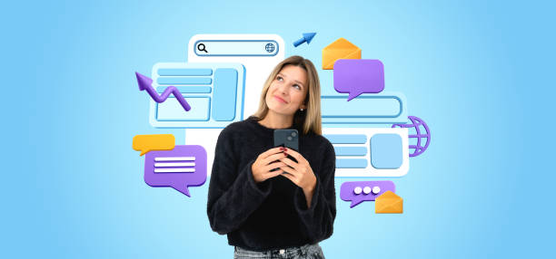 istock Smiling woman using smartphone and mobile app, technology and communication 2151687705