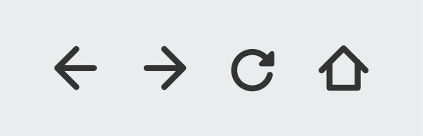 Arrows, Refresh, Home Page Web Browser icons. Easy editable for design. Arrows, Refresh, Home Page Web Browser icons. Easy editable for design. interactive navigation icons stock illustrations