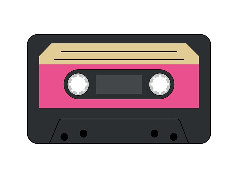 Retro style of the 90s. Realistic old-school sound recording technology. Audio cassettes of the 90s. Vector illustration