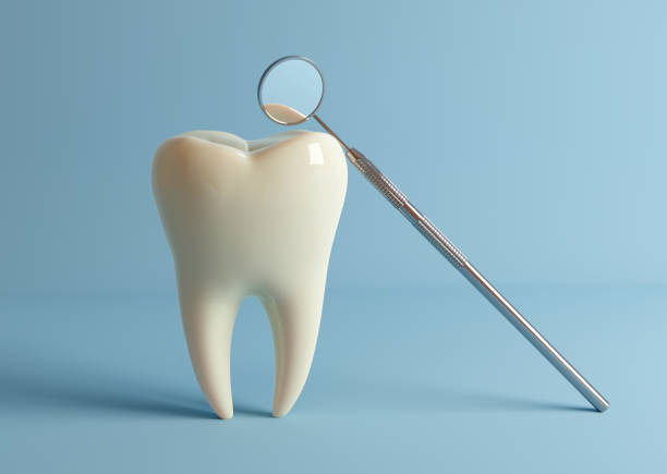 istock Tooth and dental mirror 3D illustration 2151695290