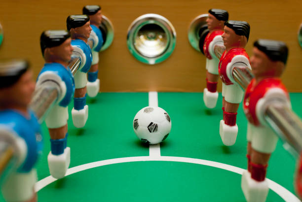 football table players nad ball clouse up