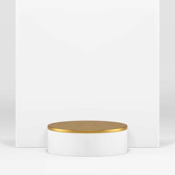 istock Luxury 3d cylinder podium pedestal white mock up for cosmetic product show realistic vector 2151699635