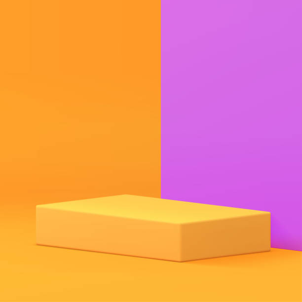 istock 3d yellow rectangle podium pedestal modern bright stand for product show realistic vector 2151699670
