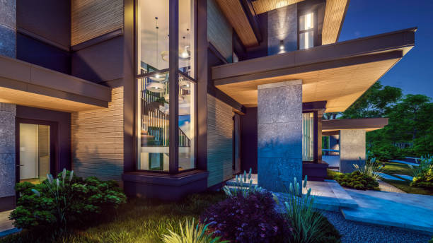 istock 3d rendering of modern house in luxurious style in night 2151705557
