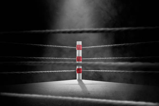 istock Black rope on the boxing ring corner 2151705790
