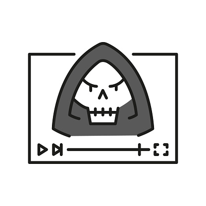 Horror film genre line black icon. Sign for web page, mobile app, button, logo. Vector isolated button. Editable stroke.