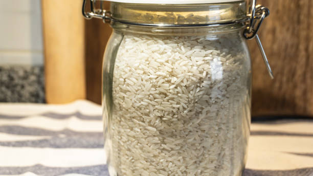 istock Long rice in a glass pot 2151729450